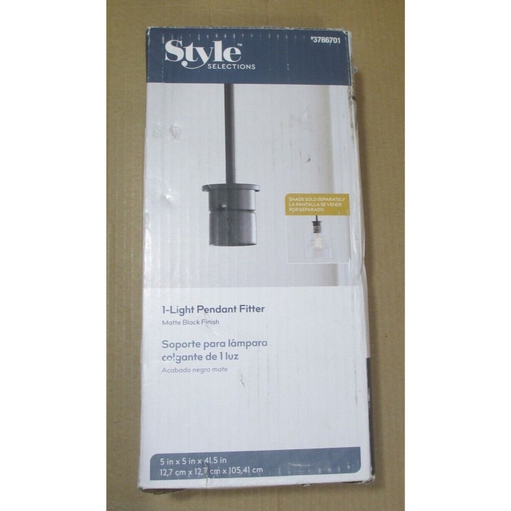 STYLE SELECTIONS Pendant Lamp Fitter Black Metal NEW